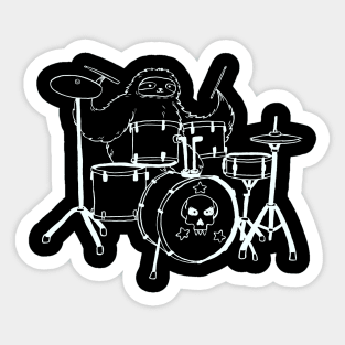 White Line Drum Set Sloth Sticker